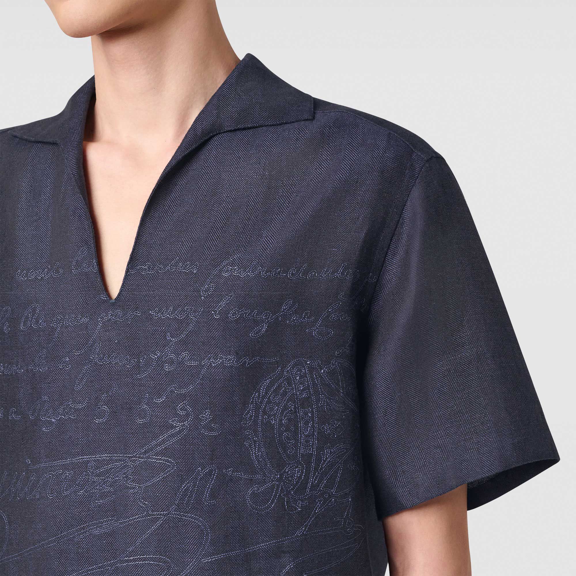 【★完売必至★】Berluti ☆ リネン スクリット 半袖 ジャケット R28HCS110-001_linen-scritto-