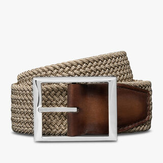 Classic Fabric And Leather 35MM Belt, SAND, hi-res