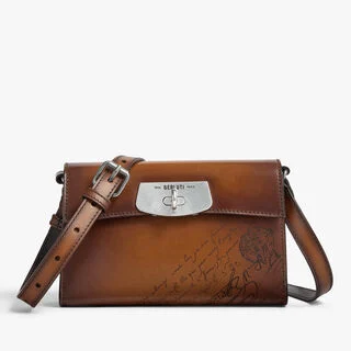 E'Mio Pouch On Strap In Scritto Leather E'Mio Pouch On Strap In Scritto Leather