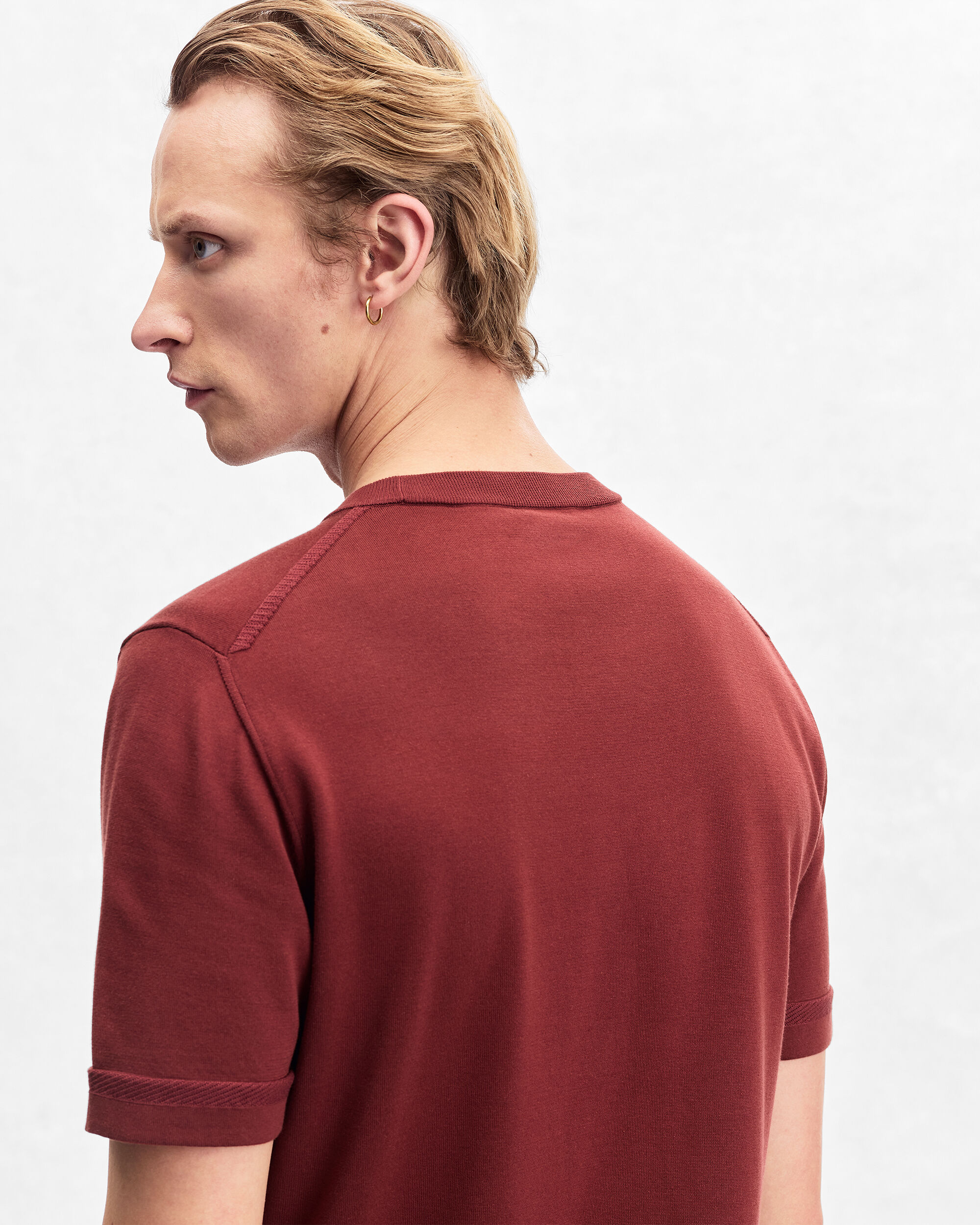 B-Thabor Embroidery Short-Sleeves Crewneck, Red Ocher, hi-res