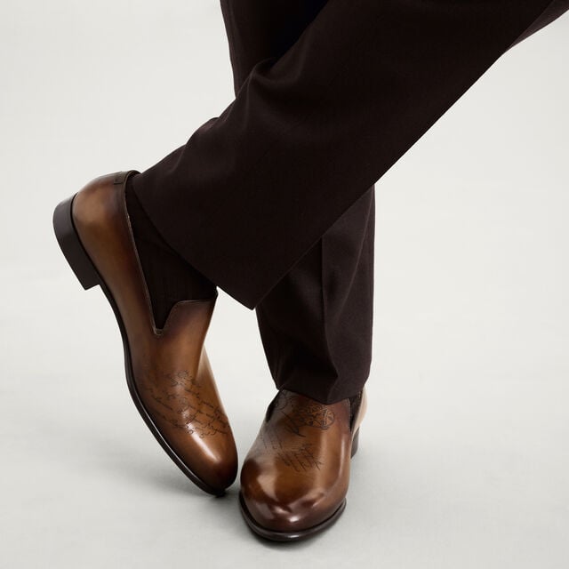 Cursive Galet Scritto Leather Loafer, TOBACCO BIS, hi-res 2