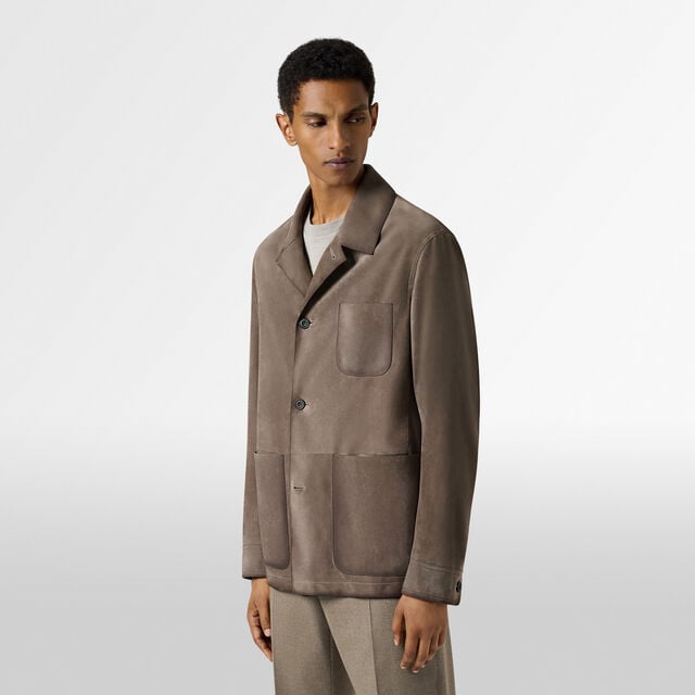 Veste en Suede Effet Patiné, MOSS, hi-res 3