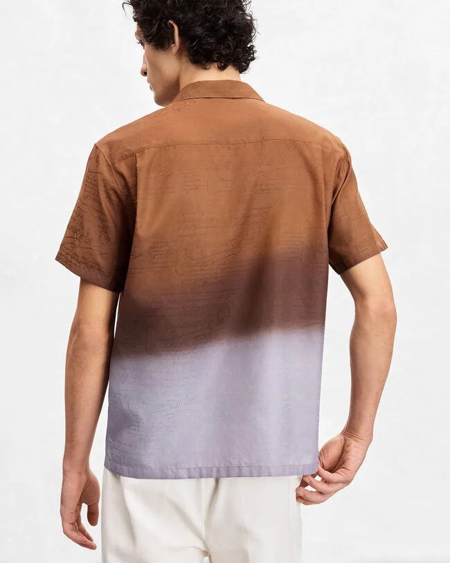 Patina Effect Short-Sleeves Shirt, Toffee Mist Patina, hi-res