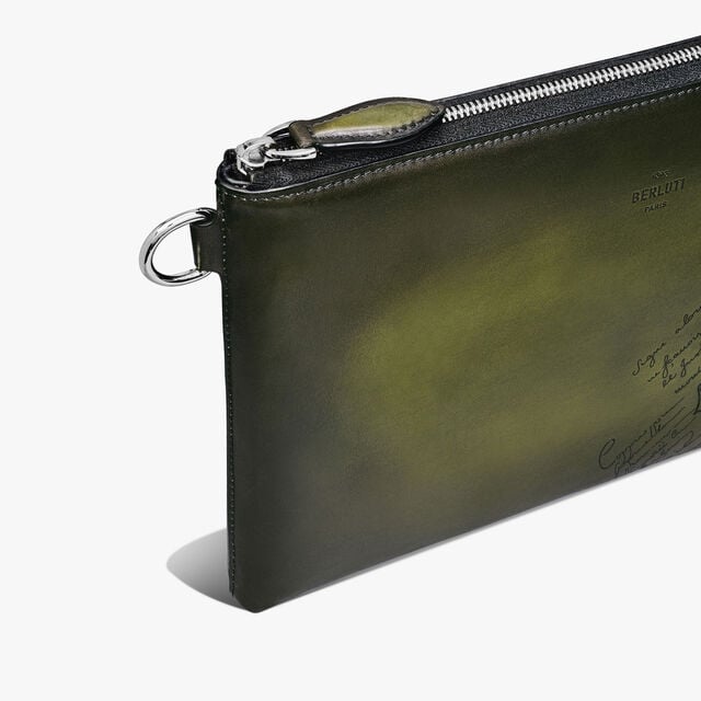 Nino GM Scritto Leather Clutch, NERO CAVIAR, hi-res 7