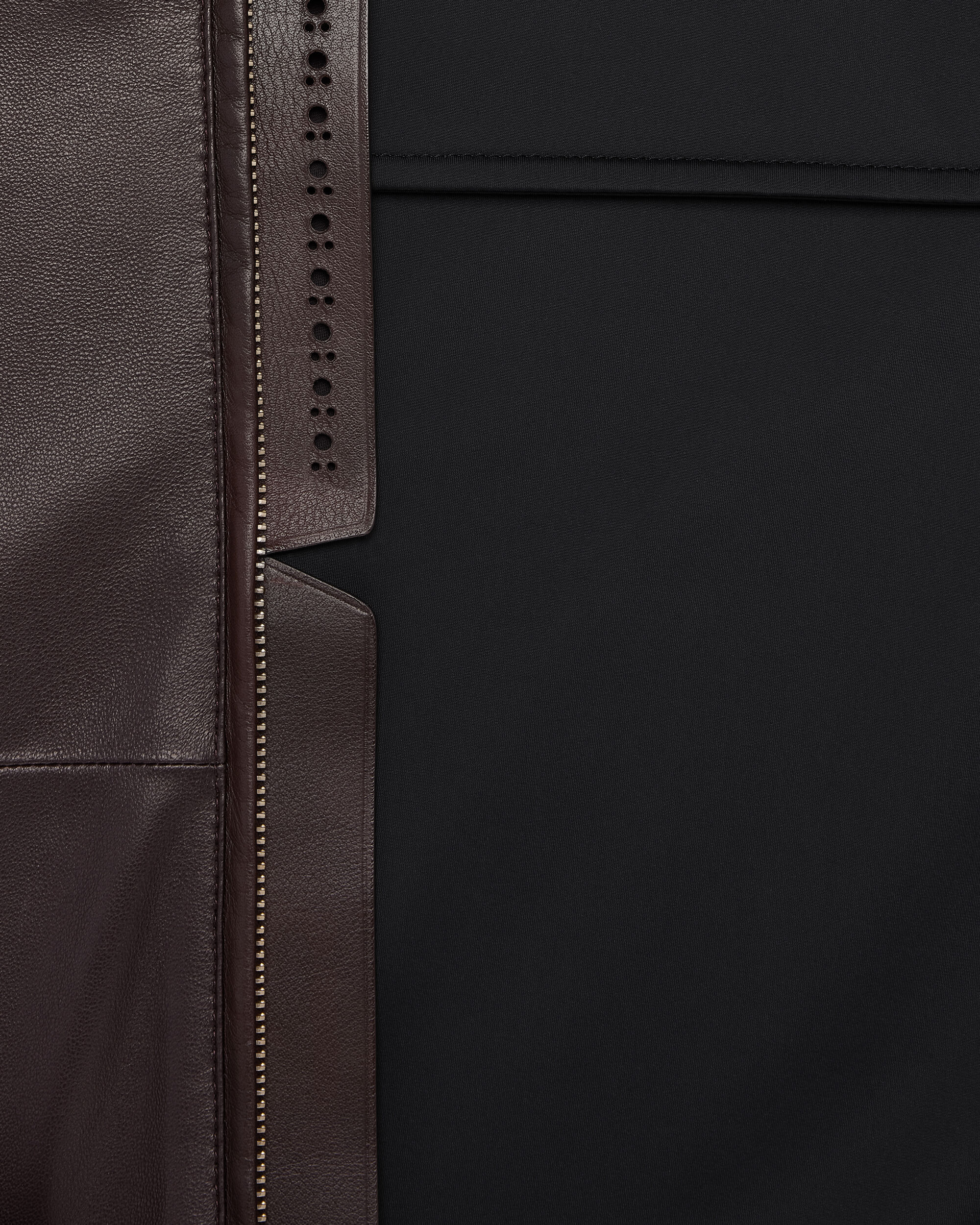 Ultralight Fly Leather Hooded Blouson, Chocolate Brown, Image 1