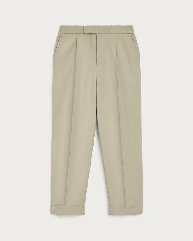 Relaxed Trousers with Leather Detail, Salvia, hi-res