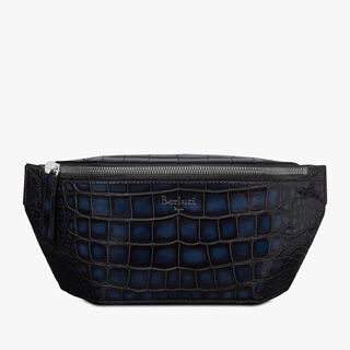 Complice Small Alligator Leather Messenger Bag, NERO BLU, hi-res