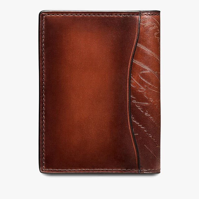 Jagua Scritto Drapé Leather Card Holder, CACAO INTENSO, hi-res 2