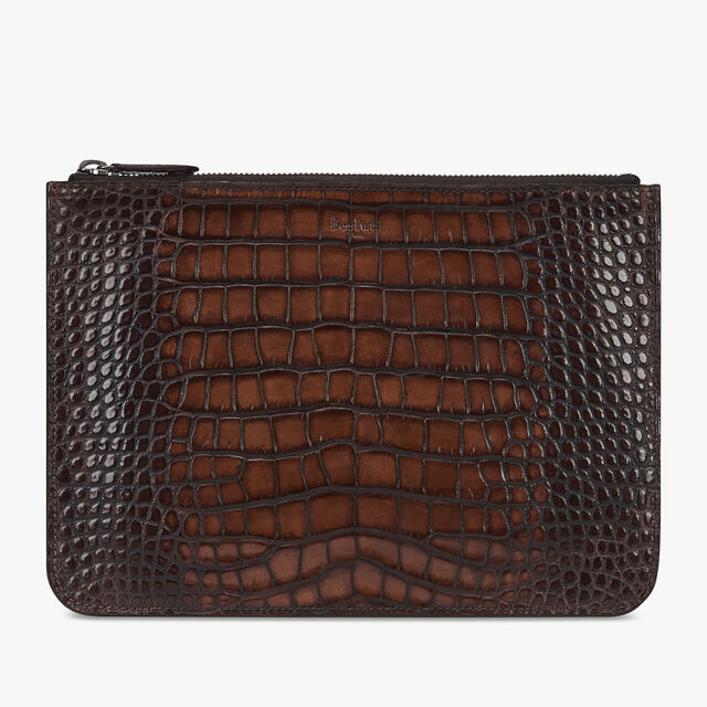 Nino Small Alligator Leather Document Holder, MOGANO, hi-res 1