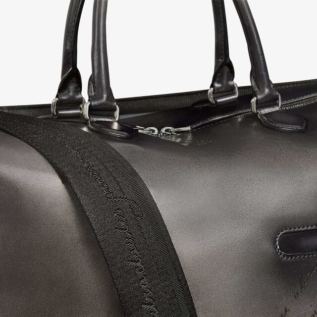 Toujours Soft Zipped Bag Scritto Leather Travel Bag, NERO GRIGIO, hi-res 6