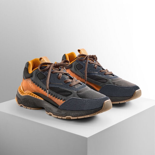 Skyrunning Leather And Nylon Sneaker, METEORITE BROWN, hi-res 2