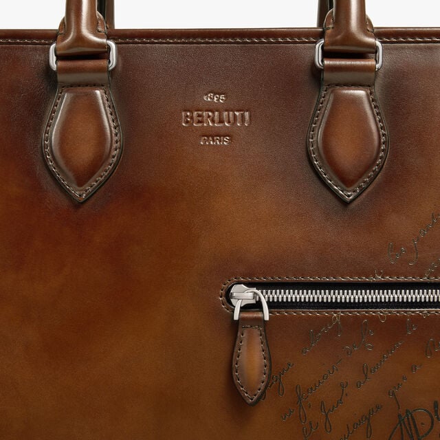 Cartable Deux Jours En Cuir Scritto, CACAO INTENSO, hi-res 5