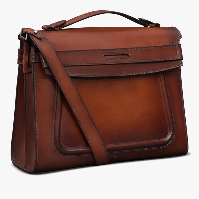 Andy Messenger Leather Briefcase, CACAO INTENSO, hi-res 2
