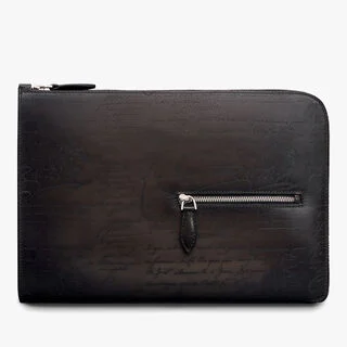 Pochette Nino Tgm En Cuir Scritto, NERO GRIGIO, hi-res