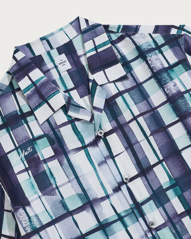 Watercolor Checks Short-Sleeves Shirt, Purple Watercolor Check, hi-res