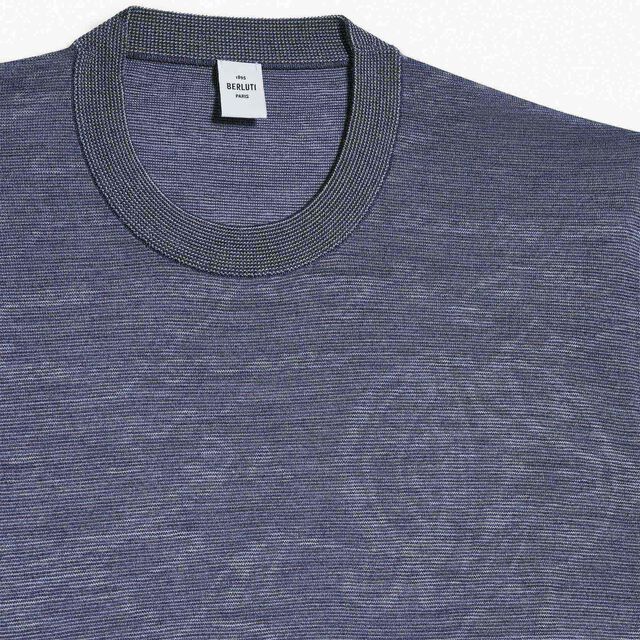 Light Scritto Wool Short Sleeves Crewneck, DUSTY BLUE, hi-res 6