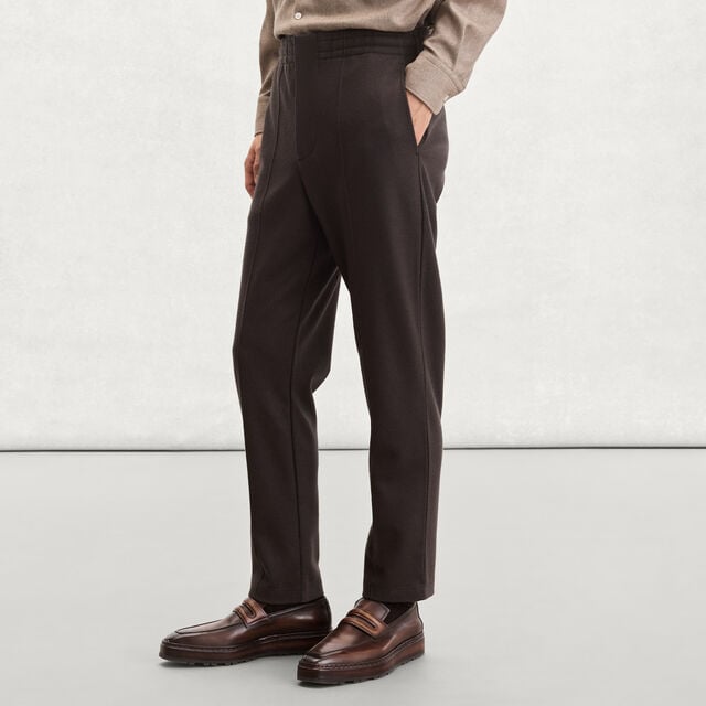 Jersey Wool Pants, CHOCOLATE BROWN, hi-res 2
