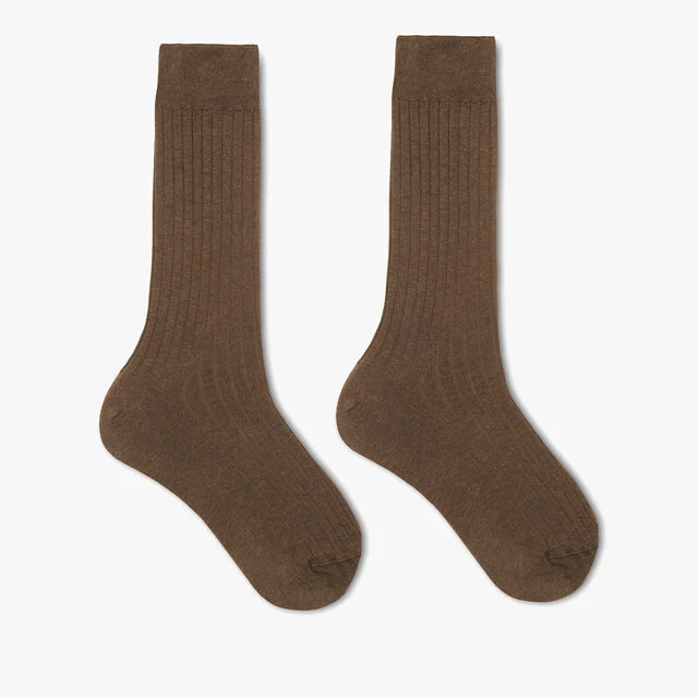 Cotton Ribbed Socks, EQUINOX BROWN, hi-res 2