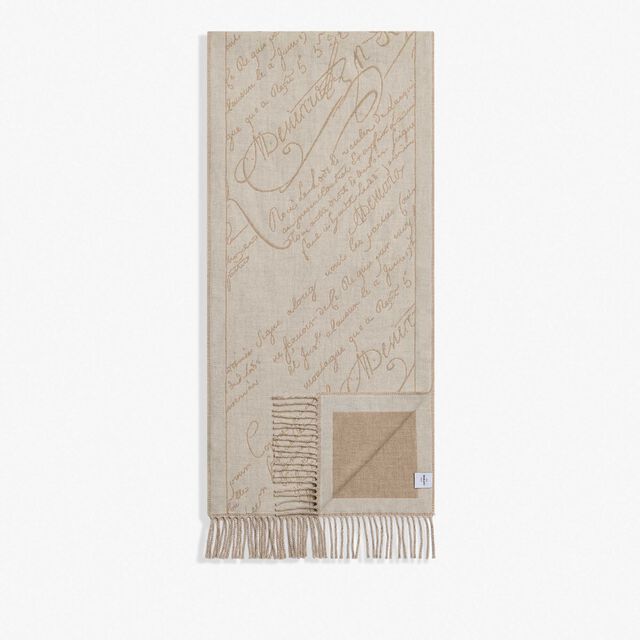 Scritto图纹羊绒围巾, ECRU / WARM BEIGE, hi-res 2