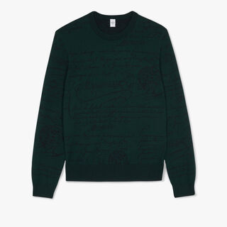 Wool Scritto Sweater, DEEP GREEN, hi-res