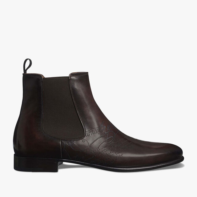 Cursive Galet Scritto Leather Boot, EBANO, hi-res 1