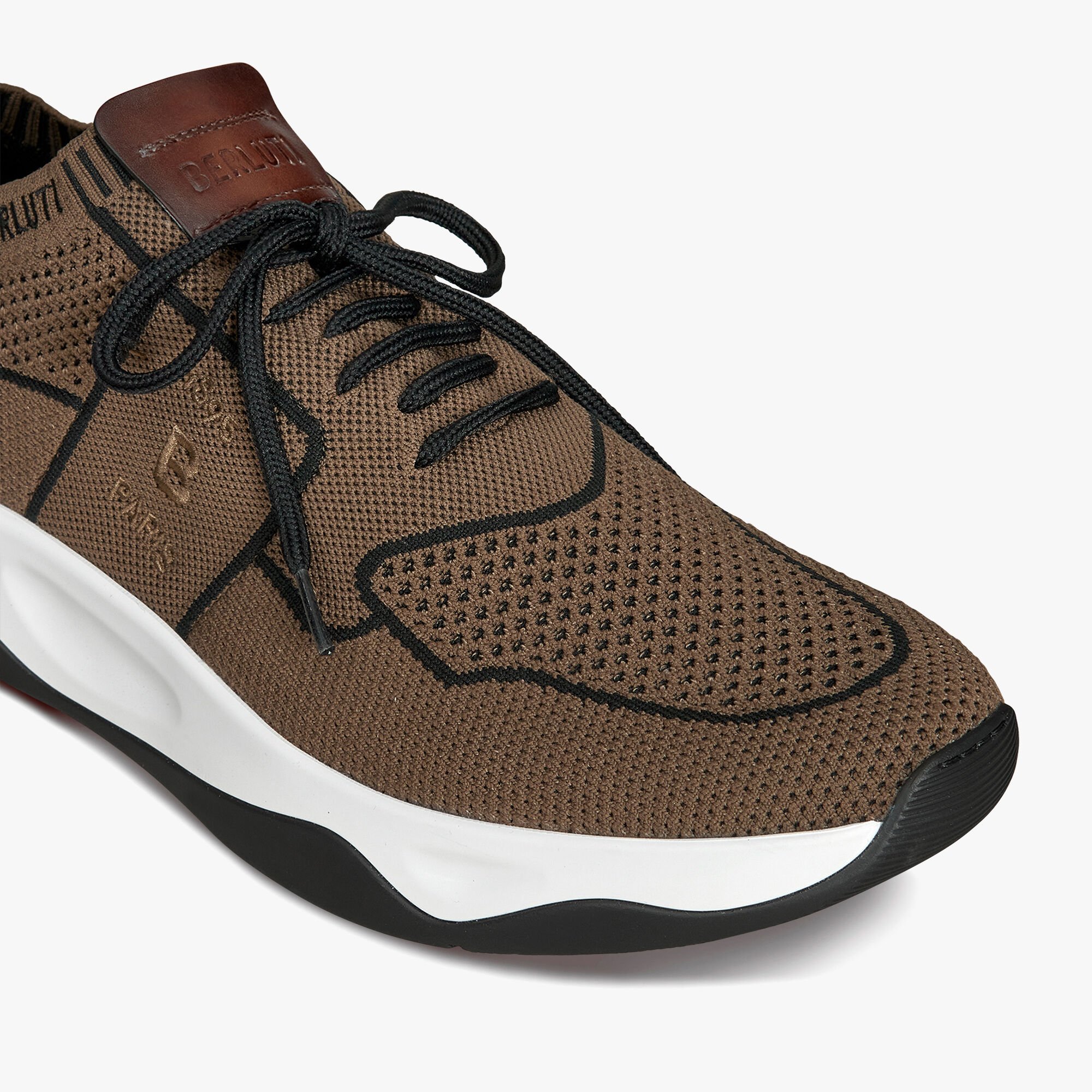 Shadow Knit And Leather Sneaker, KAKI, hi-res 6