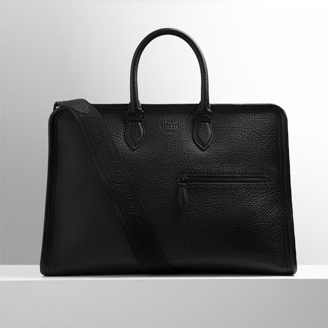 Sac de Voyage Overnight En Cuir, DEEP BLACK, hi-res 8