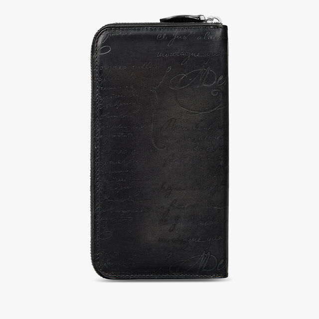 Itauba Scritto Leather Long Zipped Wallet, NERO GRIGIO, hi-res 2