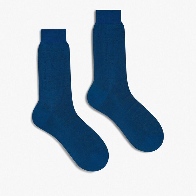 Cotton Scritto Socks, BLEU DE SMALT, hi-res 2