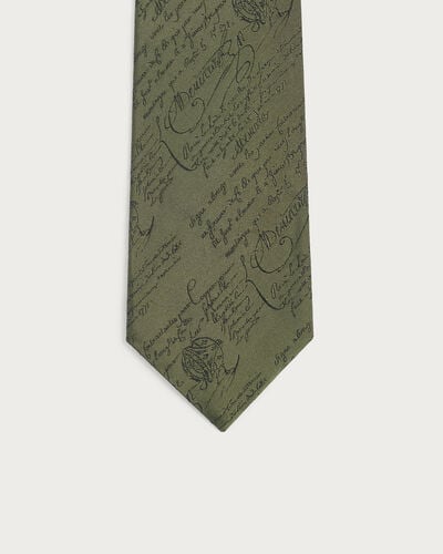 Classic Scritto Pattern Tie, Vert, hi-res
