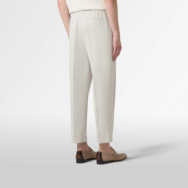 Cotton & Linen Relaxed Trousers, WHITE CANVAS, hi-res 3