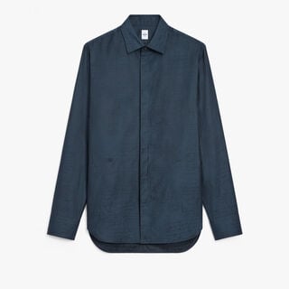 Andy Cotton Silk Scritto Shirt, COLD NIGHT BLUE, hi-res