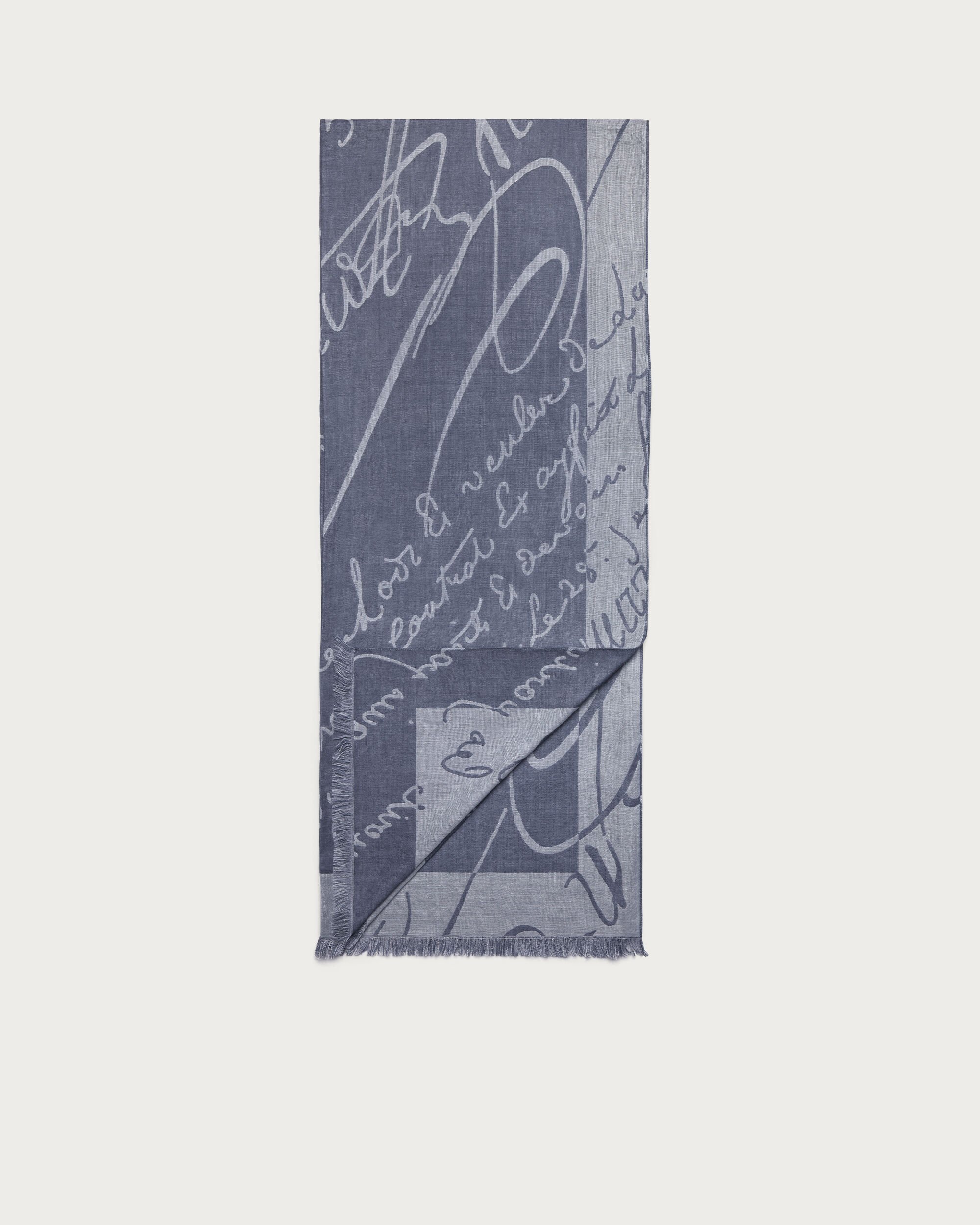 Giant Scritto Pattern Scarf, Cloudy Blue, hi-res