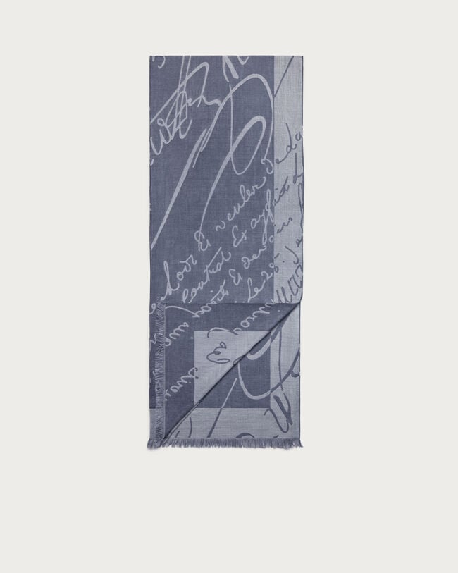 Giant Scritto Pattern Scarf, Cloudy Blue, hi-res
