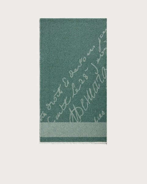 Scritto Pattern Scarf, Dark Green, hi-res