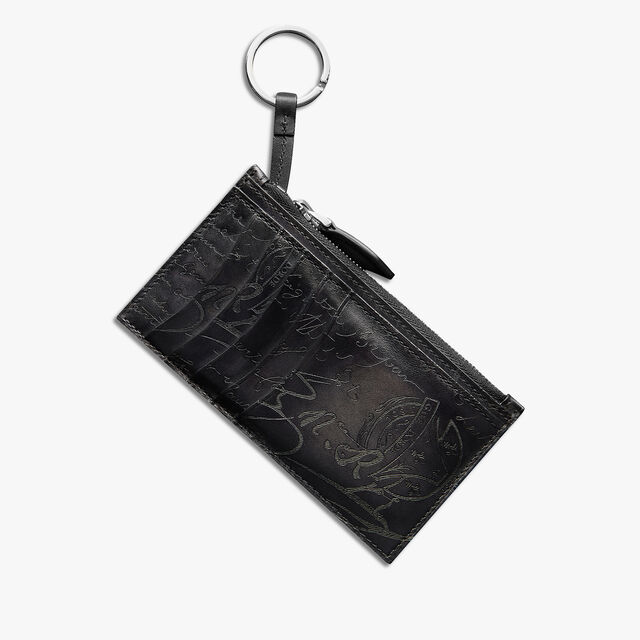 Koa Maxi Scritto Leather Long Zipped Card Holder, NERO GRIGIO, hi-res 3