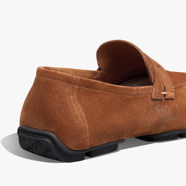 Mocassin Lorenzo Drive En Cuir De Veau Camoscio Scritto, OCHER, hi-res 5