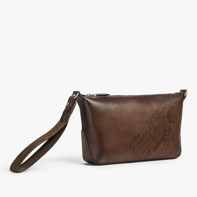 Toujours Soft Zipped Pouch In Scritto Leather, SOFT BROWN, hi-res 5
