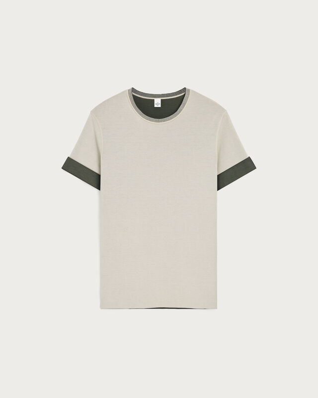 Bicolor Reversible T-Shirt, Ecru & Kaki, hi-res