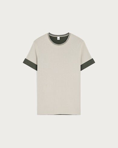 Bicolor Reversible T-Shirt, Ecru & Kaki, hi-res