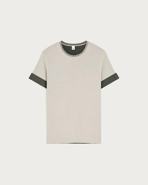 Bicolor Reversible T-Shirt, Ecru & Kaki, hi-res