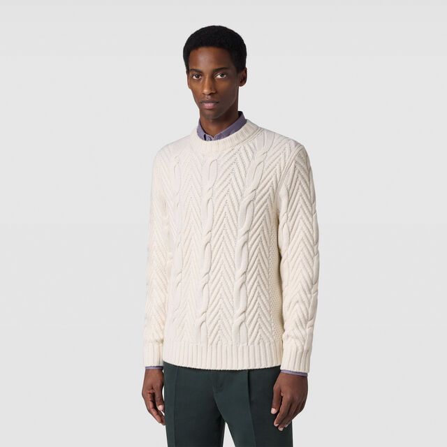 Winter Cable Knit Crewneck, SHELL, hi-res 3