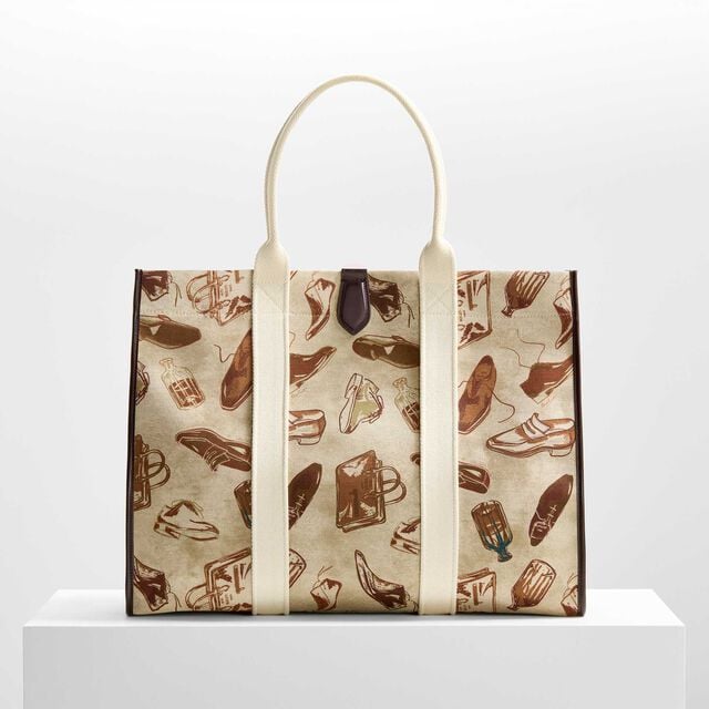Open Tote XL Printed Fabric Tote Bag, BROWN + BEIGE, hi-res 7