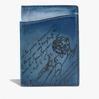 Jagua Scritto Leather Card Holder, IRIS, hi-res