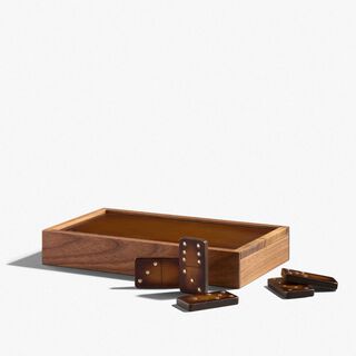 Leather and Wood Dominos Game, CACAO INTENSO, hi-res
