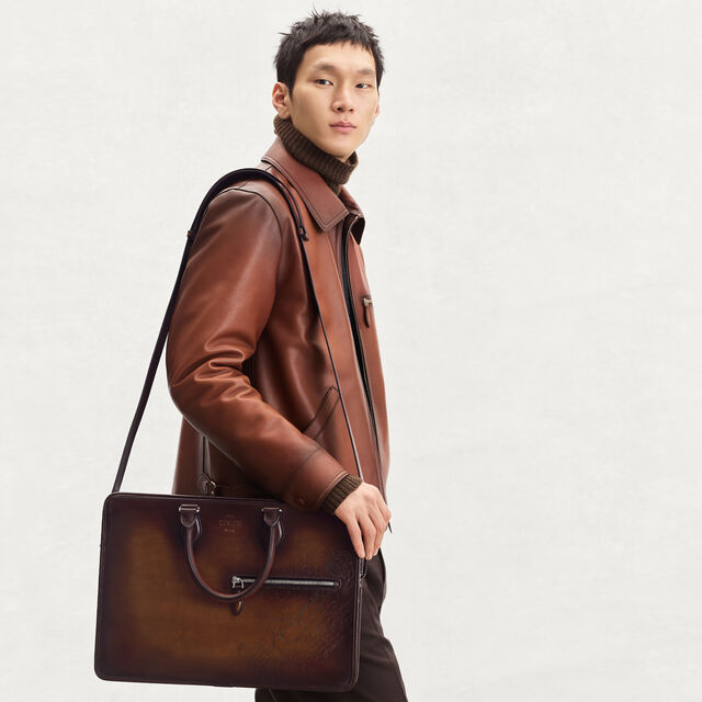 Un Jour Scritto Leather Briefcase