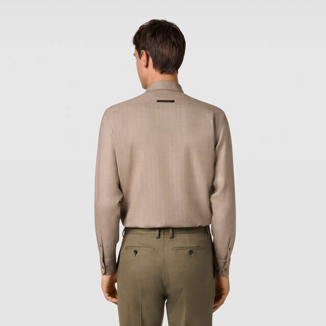 Herringbone Casual Shirt, LIGHT TAUPE, hi-res 3