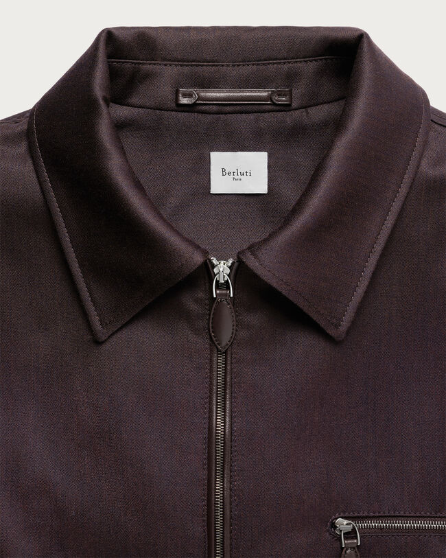 Un Jour Overshirt with Leather Zip-Pullers, Hershey, hi-res