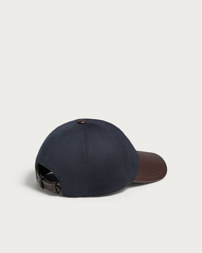 Scritto Cap with Leather Visor, Midnight Blue, hi-res