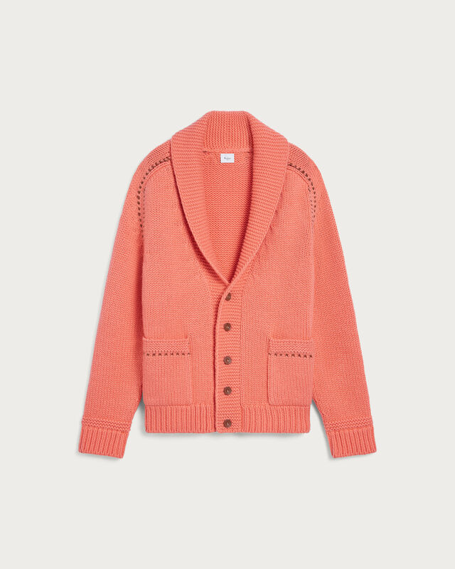 Leather Braiding Cardigan, Coral, hi-res